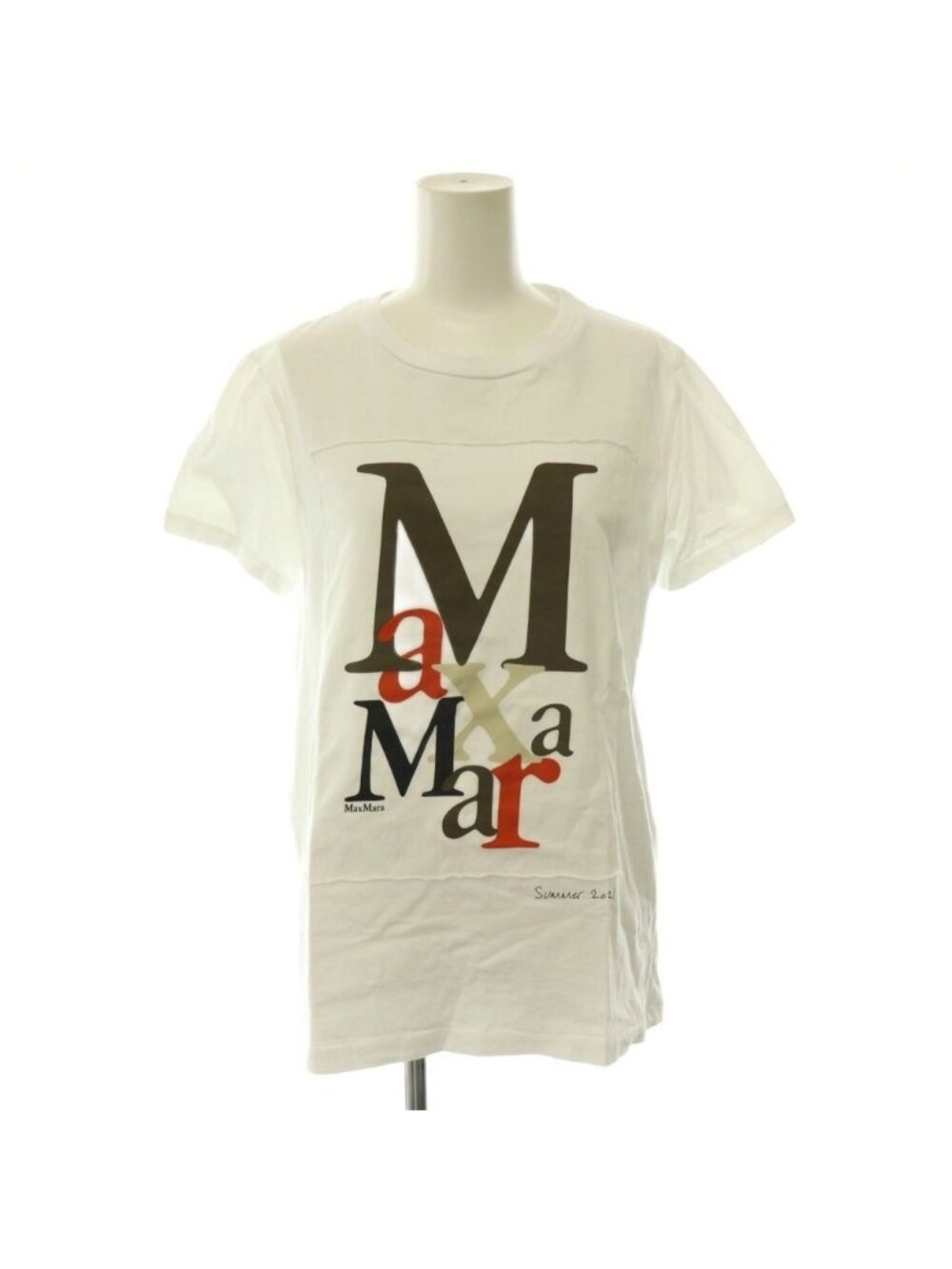 Max Mara Retaring Print T-Shirt Logo White Multicolor